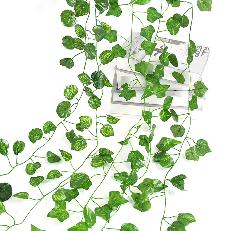 Guirlande de feuilles de lierre vert artificielles de 2.1M, vigne murale suspendue en soie, décorati