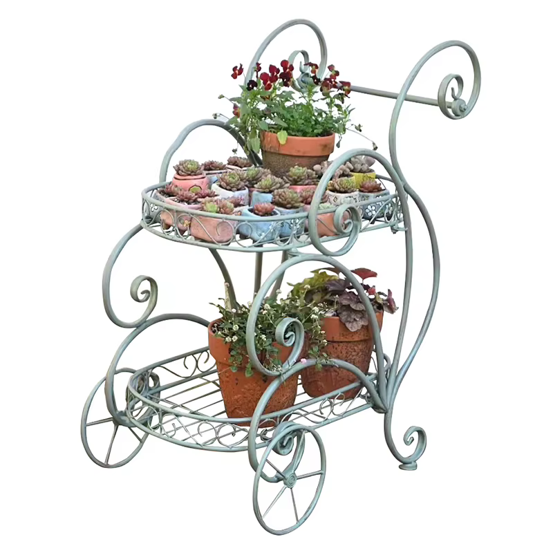 Chariot de jardin Portable en fer, support Mobile pour plantes, Pots et décoration, porte-fleurs de 