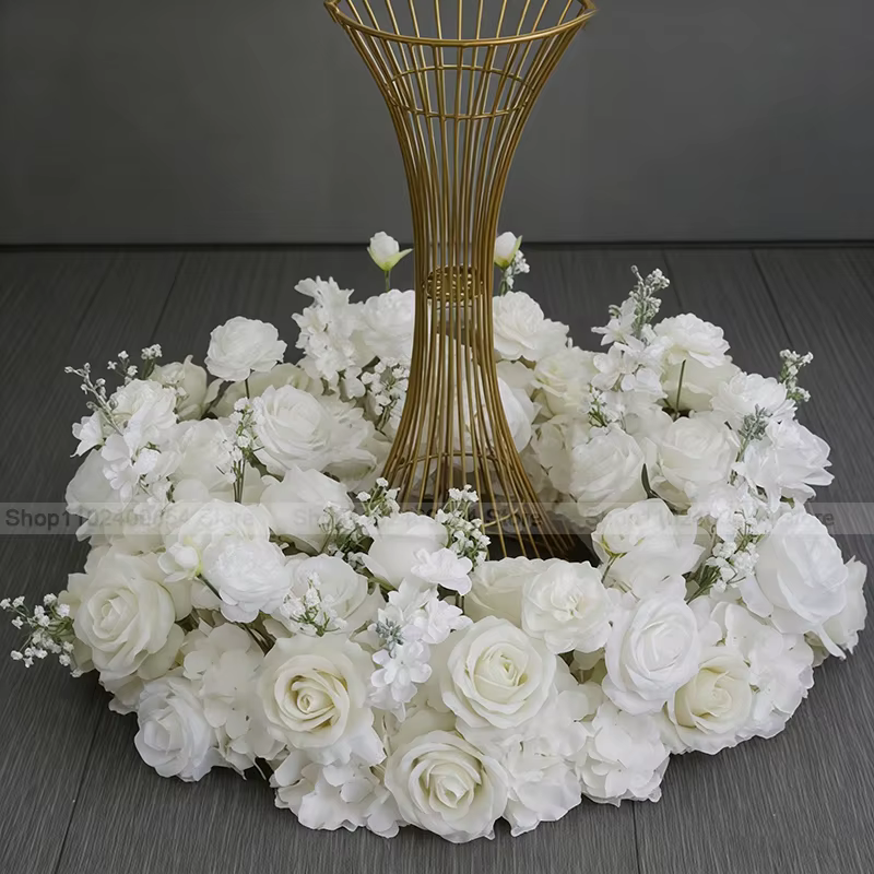 Boule de fleurs artificielles de luxe, Rose blanche, décor de mariage, centres de Table, accessoires