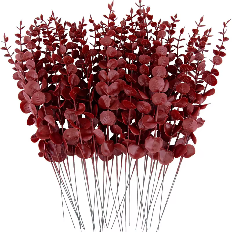 10/20 pièces de feuilles d'eucalyptus artificielles multicolores, fausses brindilles pour bouquet de
