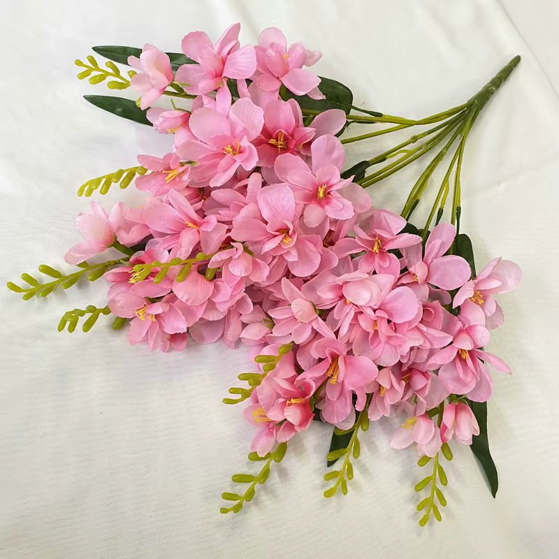 Fleurs de Freesia artificielles à 9 fourchettes, tiges de Freesia en soie réalistes avec fleurs fraî