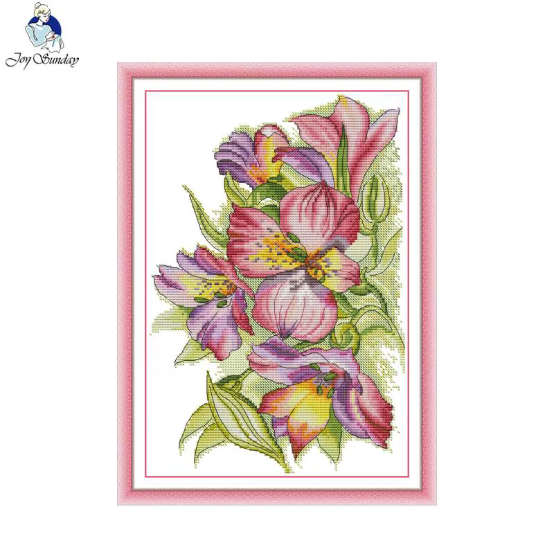 Kit complet de points de croix, fleurs de beauté, motif HD Aida 16/14/11CT, toile imprimée comptée, 