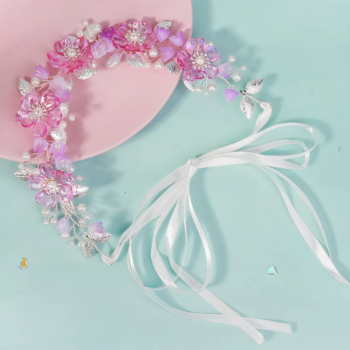 Couronne de fleurs pour la tête, accessoires de coiffure en fausses fleurs, couronne de fleurs pour 