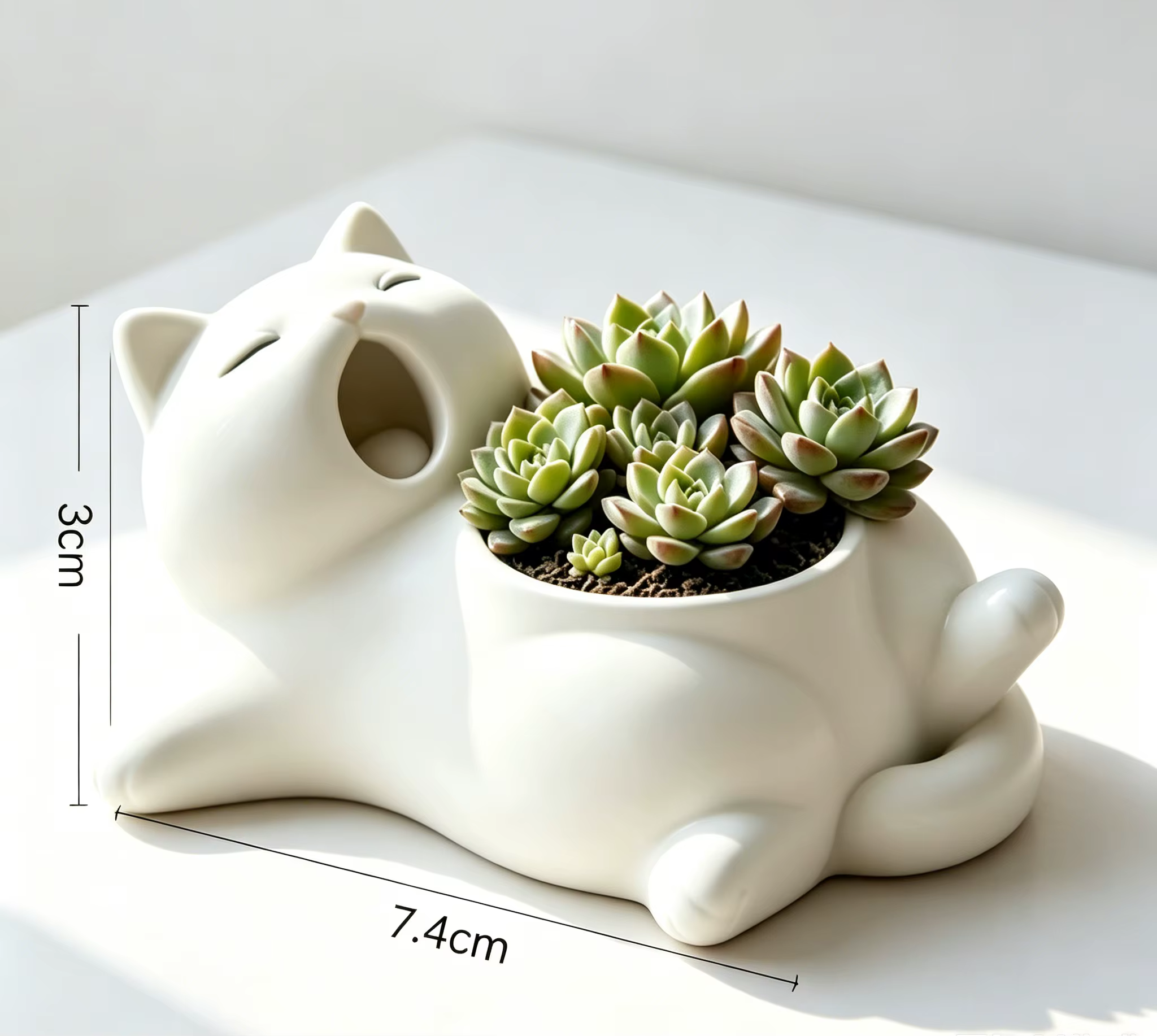Pot de fleurs chat kawaii, mini-jardinière pour succulentes, vase à plantes en forme d'animal mignon