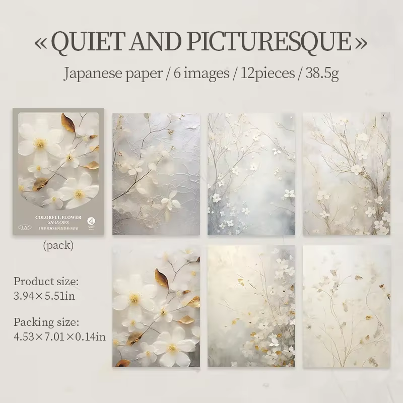 Autocollants de scrapbooking, fournitures de matériel, ombre de fleurs, paysage de fleurs, 178x115mm