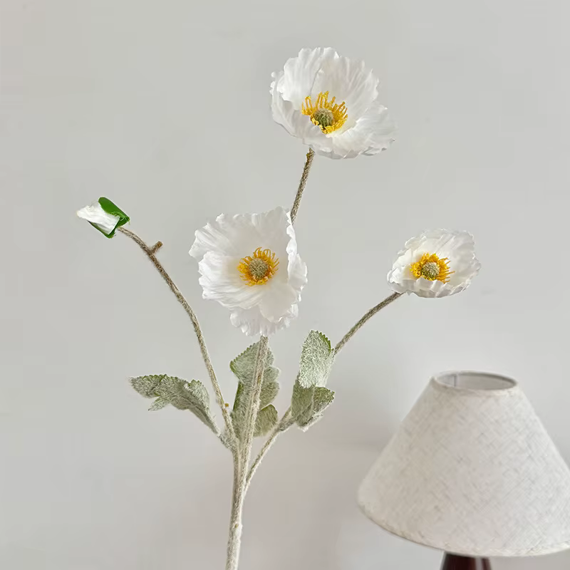 Fleur artificielle pavot floqué de 60 cm pour centre de table, bouquet de mariage, jardin extérieur,