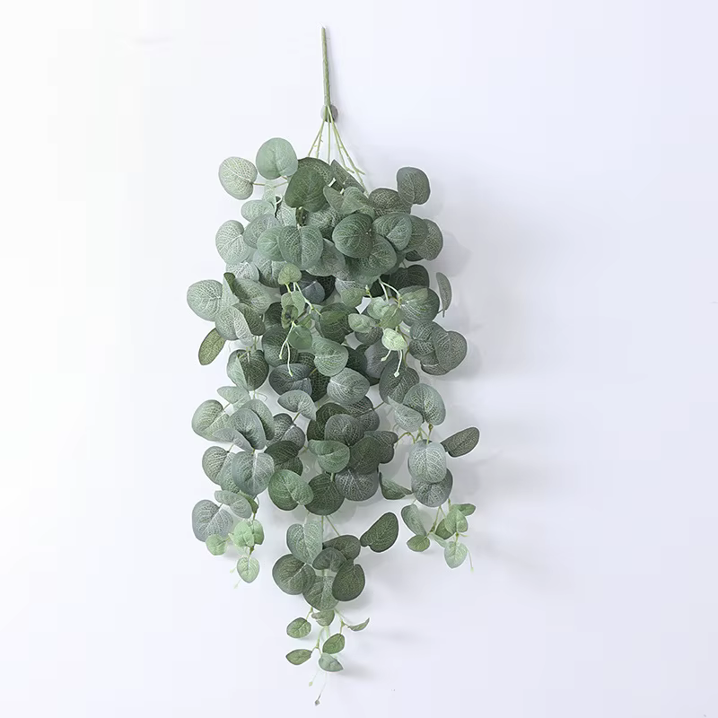 Plante artificielle d'eucalyptus en soie et rotin, fausse feuille d'argent, pour décoration murale, 