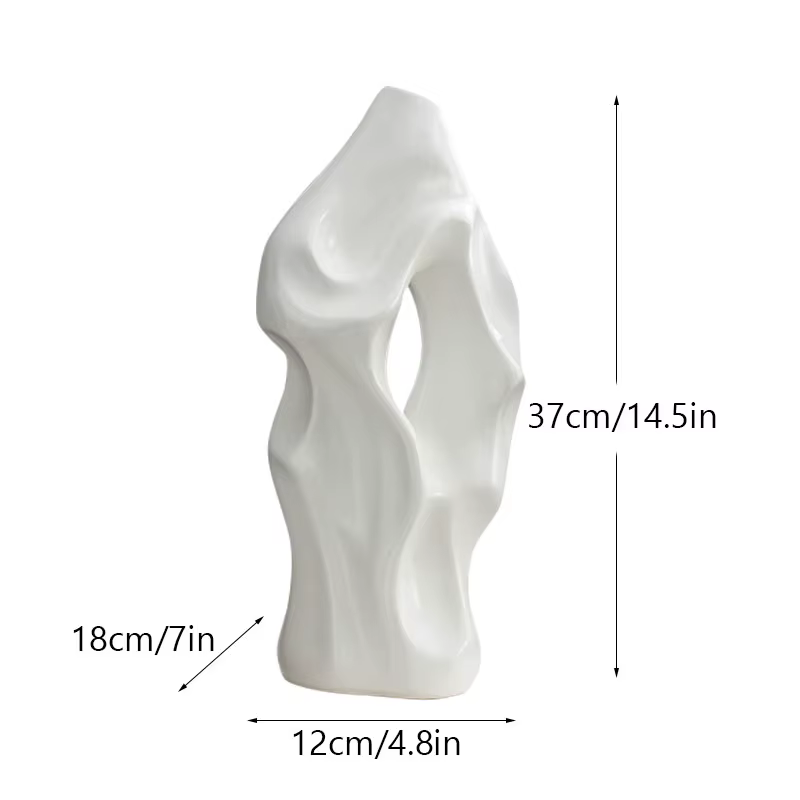 CAPIRON 37 cm Vase en céramique nordique abstrait Pampas herbe fleurs séchées salon salle à manger a
