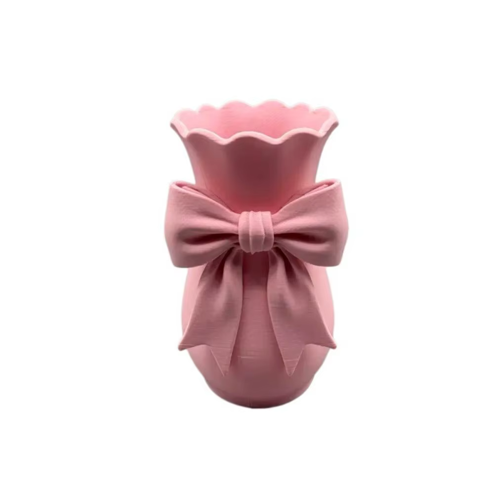 Vases à fleurs en forme de nœud rose au design torsadé, arrangement floral, vase décoratif imprimé e