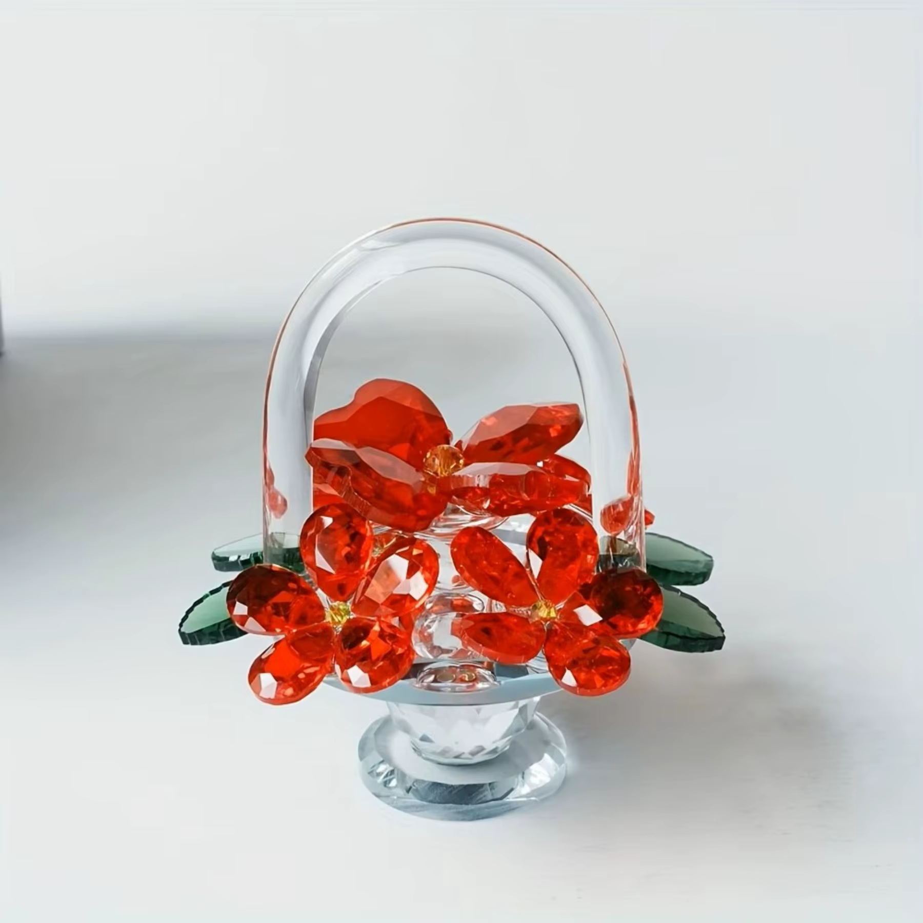 Ornement de panier à fleurs en cristal - Décoration élégante pour la maison, pour table basse, commo