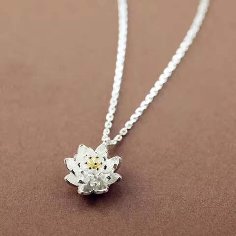 Colliers et pendentifs lotus en argent Sterling 925 pour femmes, bijoux en argent Sterling de haute
