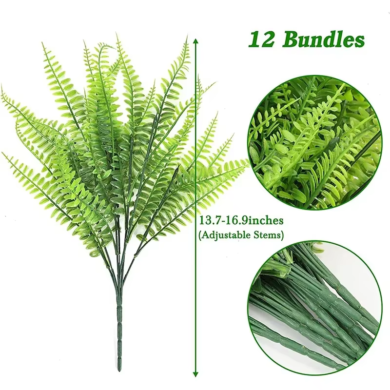 Décorations de fausses plantes en plastique avec 7 Branches, résistantes aux UV, pour l'extérieur, l