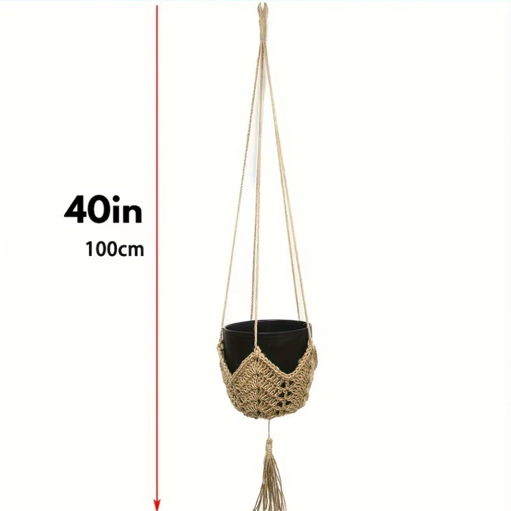 Panier suspendu en rotin tressé bohème, long support pour plantes, décoration de jardin intérieur/ex