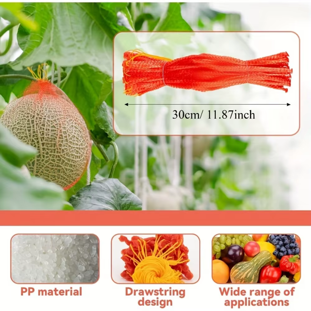 100 pièces de filet de jardinage en plastique robuste pour la culture verticale de melons et pastèqu