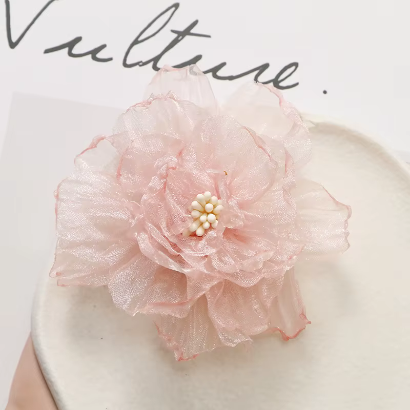 Fleur en organza rose DIY, accessoires de confection pour robes de mariée, vêtements, chaussures, ch