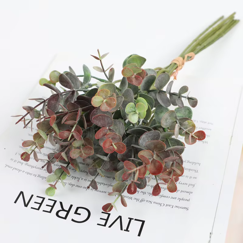 Bouquet de plantes artificielles en feuilles d'eucalyptus, 6 branches, 36 têtes, pour décoration de