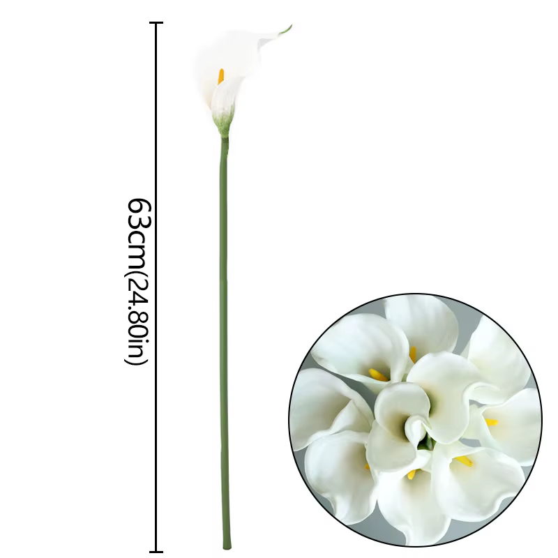 Fleur Artificielle de Lys Calla en PU, au Toucher Réel, Drapeau à Main, Fleurier Floral, Gand, pour
