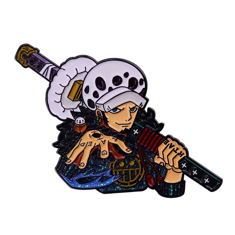 Anime une pièce Trafalgar D. Épingles à revers de la loi de l'eau, sac à dos en jean, broche en émai