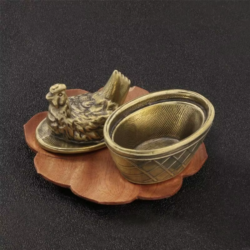 Figurine poule en laiton élégante, boîte à bibelots couverte avec couvercle pour étagères décors d'a