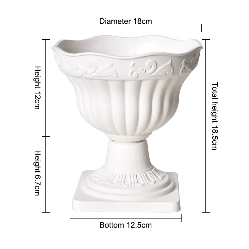 Grand jardinière extérieure colonne romaine Pot de fleur Pots de plantation balcon ménage blanc en p