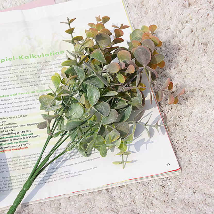 Plantes artificielles en plastique, feuilles, branche d'eucalyptus vert, bricolage, jardin, maison, 