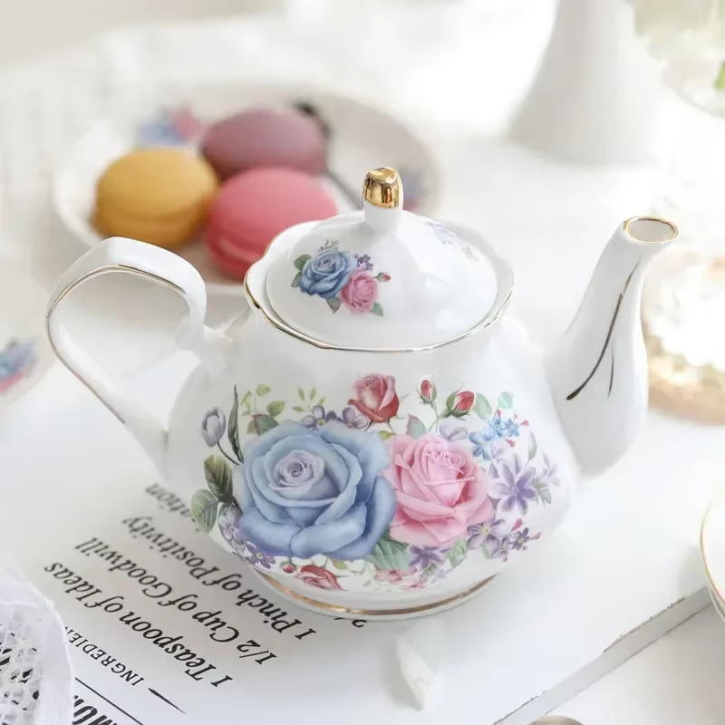 Noble Bone China 500ML théière camélia rose Pot café ensemble maison qualité haute porcelaine bouill