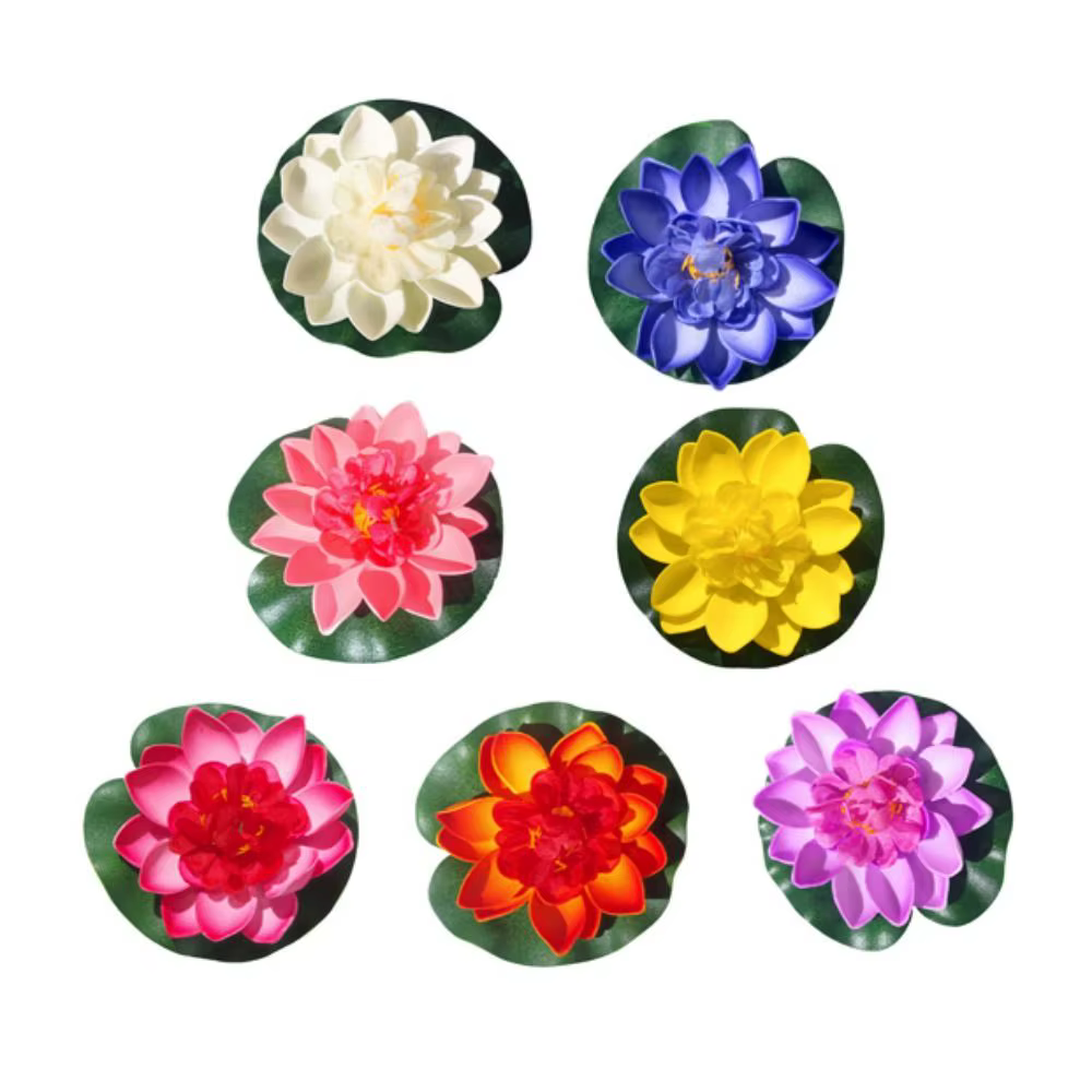 7 pièces/ensemble décoratif 10cm plante de Lotus artificielle réaliste couleur aléatoire Lotus flott