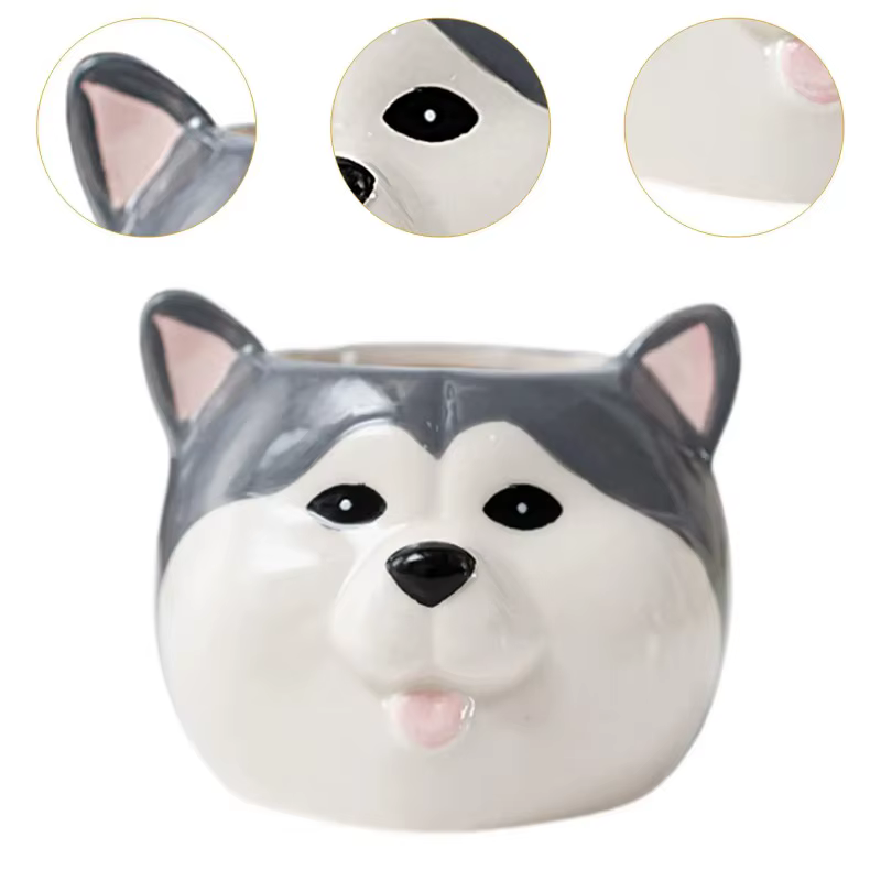 Pot de fleur en céramique, Pot de fleur d'animal de dessin animé, série de chiens mignons, Pot de fl