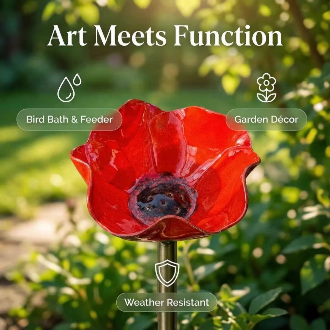Bain d'oiseaux en forme de fleur, installation facile, distributeur d'eau pour abeilles, couleurs vi