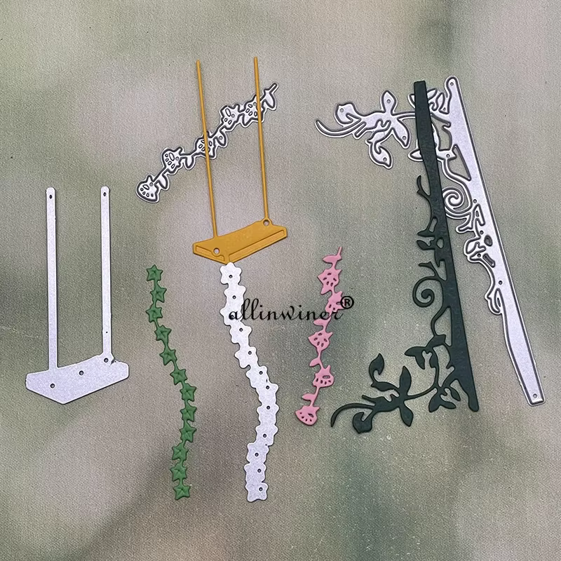 Matrices de découpe en métal motif balançoire florale pour scrapbooking DIY, gaufrage décoratif et d