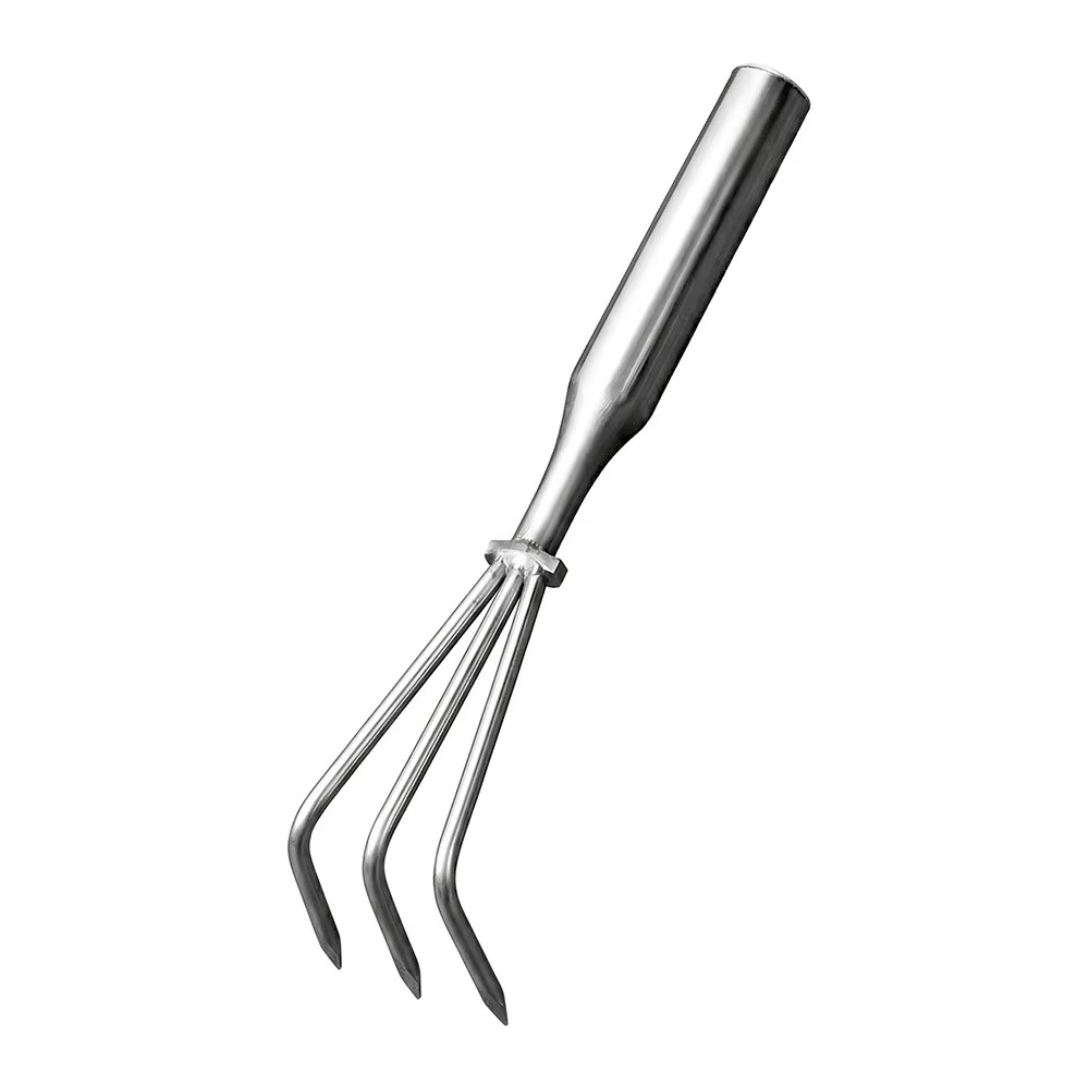 Râteau de jardin manuel 3/5 griffes en acier inoxydable, petit râteau à feuilles intégré, durable, p