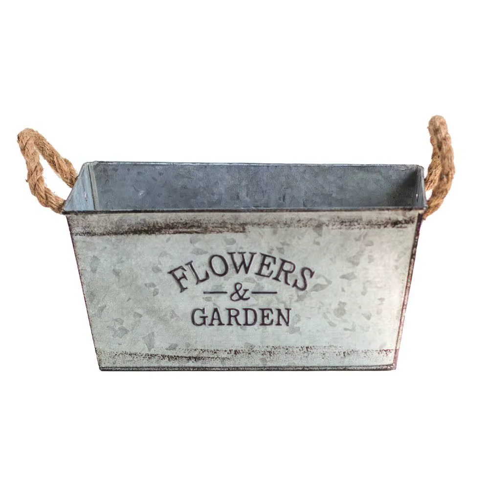 Pots de fleurs en fer galvanisé, décoration de meubles, seau de fleurs rectangulaire rétro minable, 