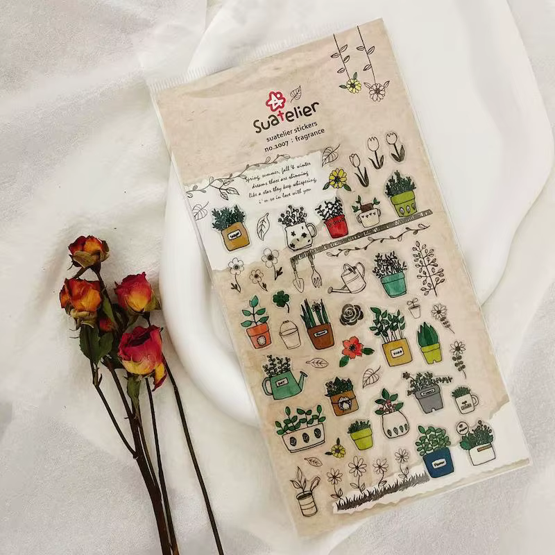 Suatelier – autocollants de plantes esthétiques, fournitures de Scrapbooking coréennes, autocollant