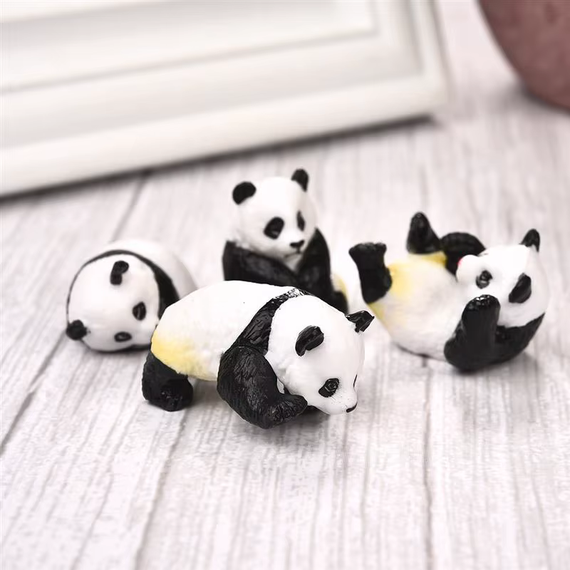 4 pièces/ensemble mignon Panda mousse Micro paysage Terrarium Figurine décoration résine drôle Panda