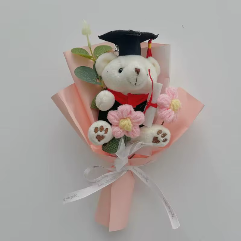 Mini Bouquet de Fleurs Artificielles Dr Bear, Fleurs Cadeau Fête des Mères, Fleurs Tricotées à la Ma
