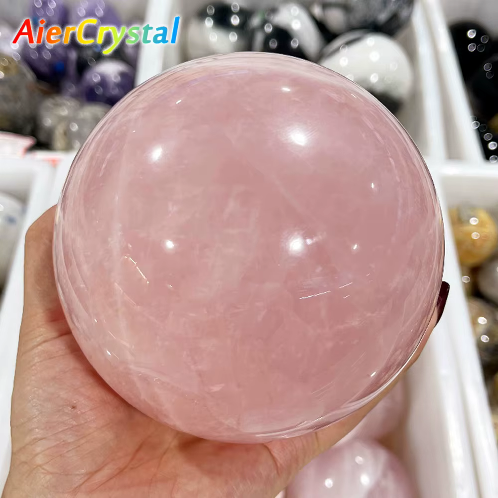 Boule de cristal de Quartz Rose naturel, sphère de Massage polie, décor de salle de guérison Reiki,