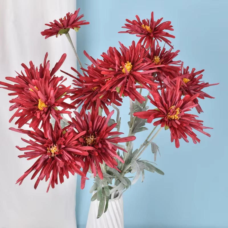 Griffe de crabe chrysanthème, fleur artificielle, décoration de mariage, décoration de la maison, or