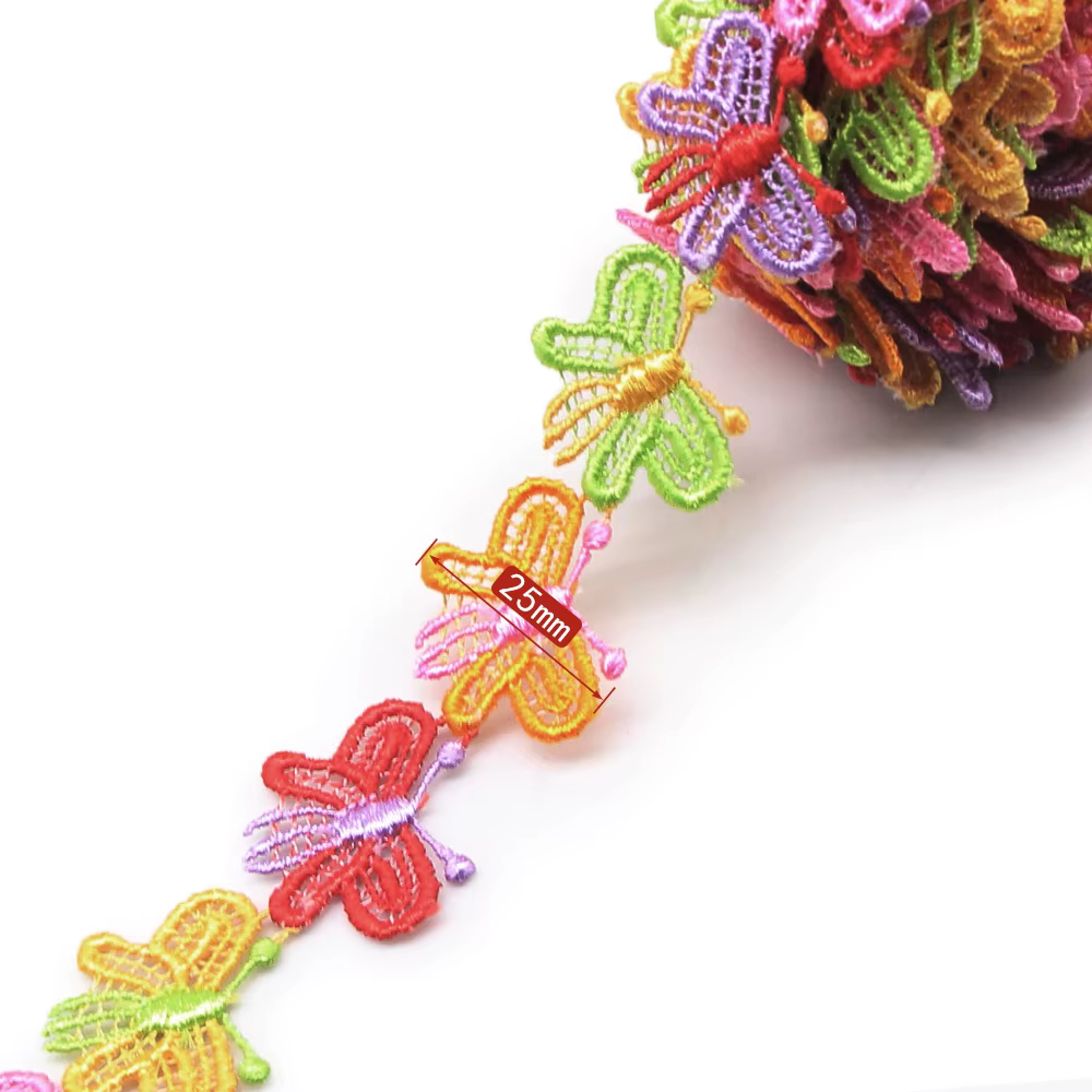 Garniture en dentelle de fleur de marguerite colorée, 1 Yard, tricot de mariage brodé, ruban Patchwo