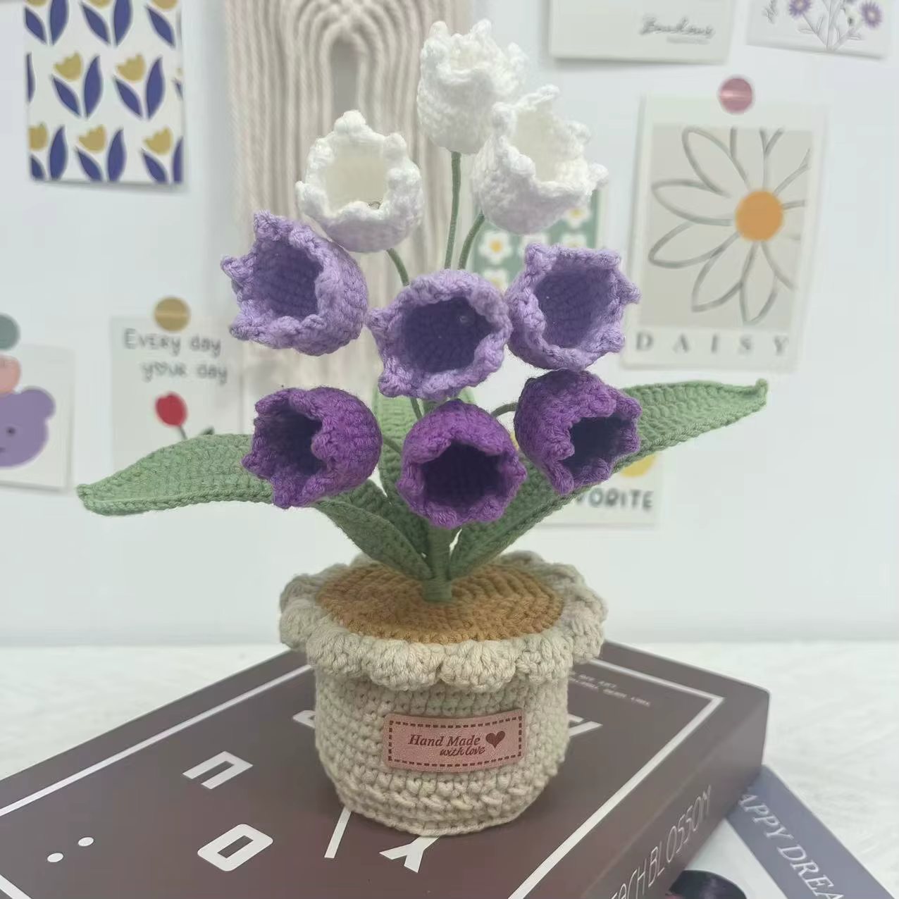 Crochet cloche orchidée en Pot fleur tissée à la main plante artificielle créative décoration de bur