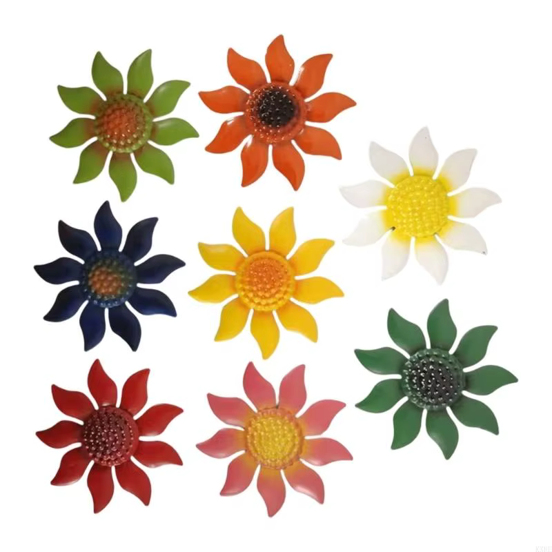 Ensemble 8 articles d'art fleurs en métal, assortiment d'articles fleurs 3D traités pour clôture jar