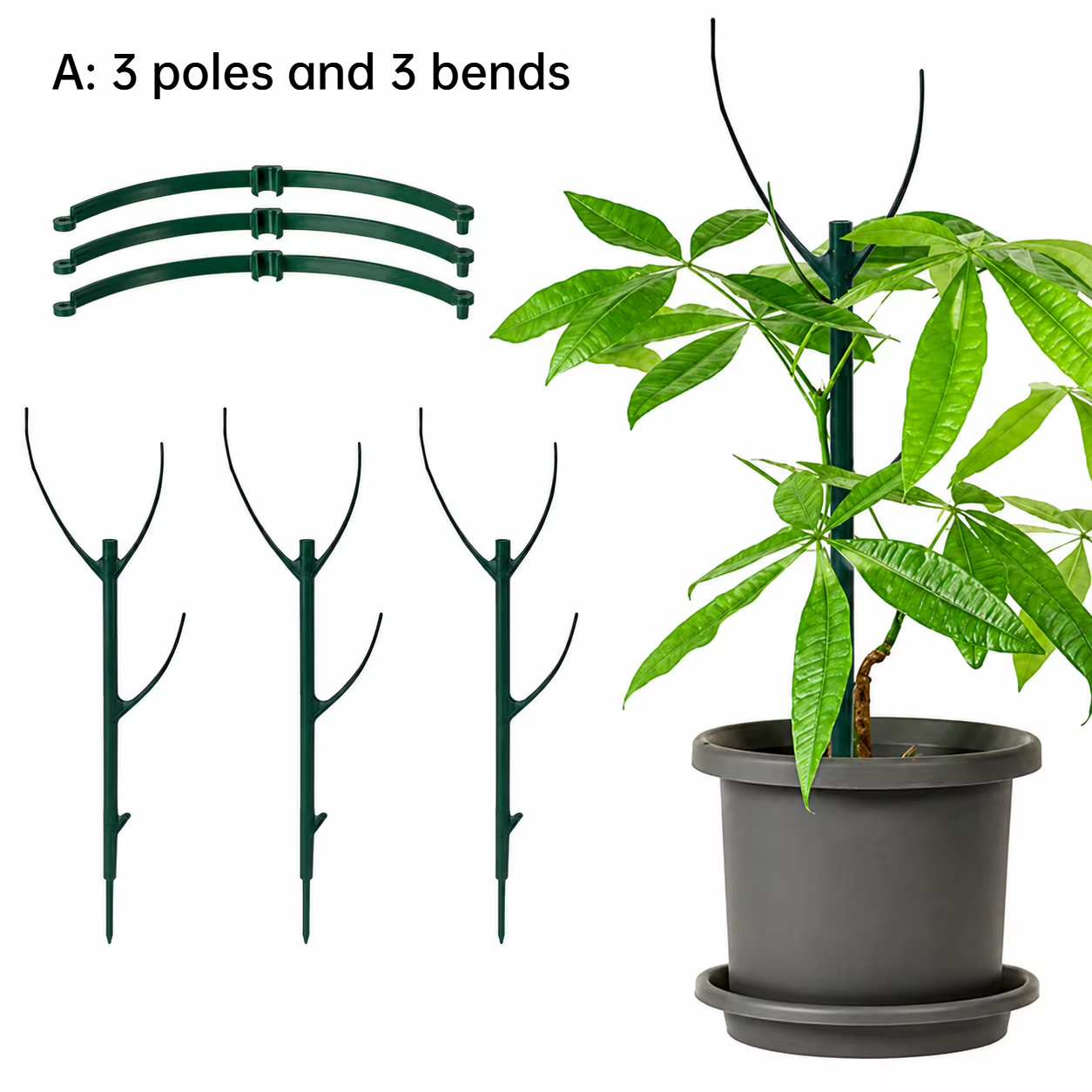 Kit de poteaux de soutien réglables pour plantes grimpantes avec sections empilables et attaches pou