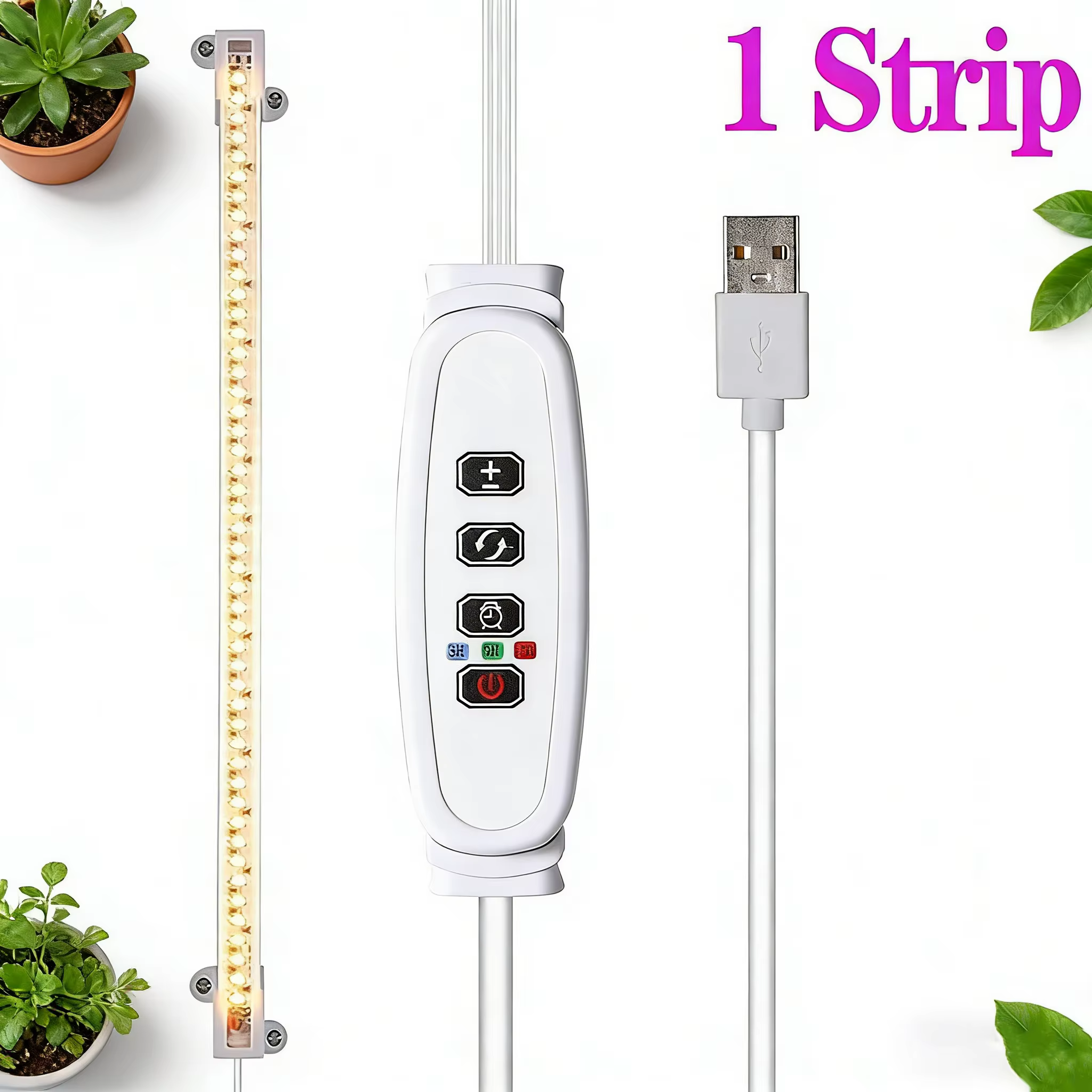 Lampe de culture pour plantes d'intérieur, bandes lumineuses LED à spectre complet, minuterie 3/9/12