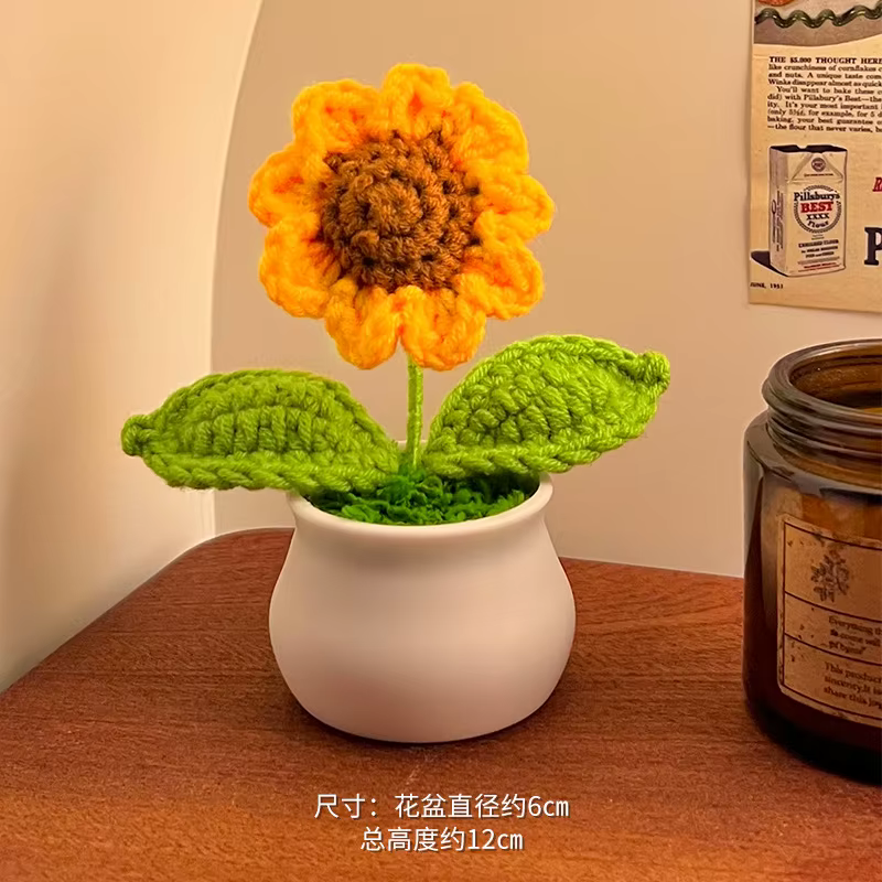 Tournesol Crochet fleurs tricotées fleur Graduation 2025 cadeau d'invité de mariage fleur artificiel
