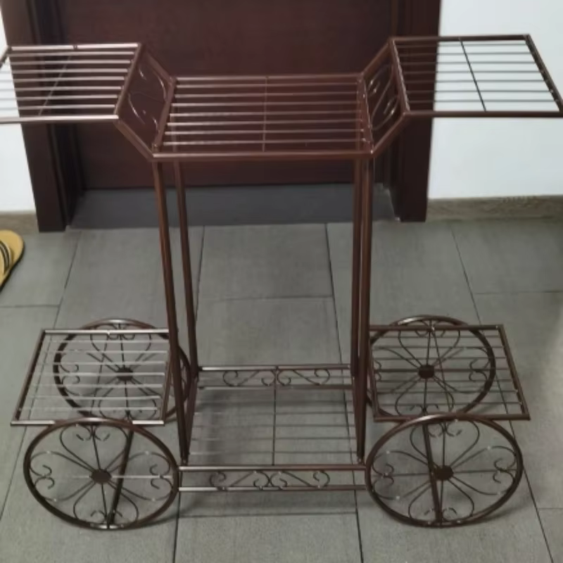 Grand Support de Plante en Métal à 6 Niveaux, Chariot de Jardin, Présentoir en Fer Forgé pour Décora