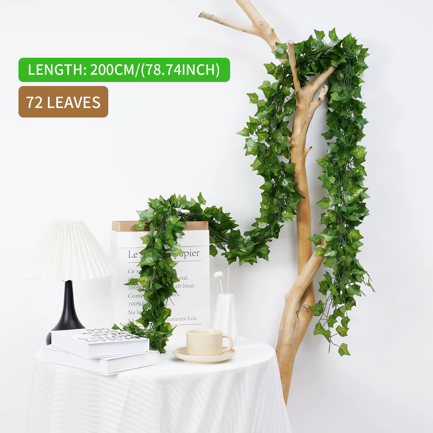 Guirlande de feuilles de lierre artificiel en soie de vigne verte de 200Cm, 1 pièce, guirlande de pl