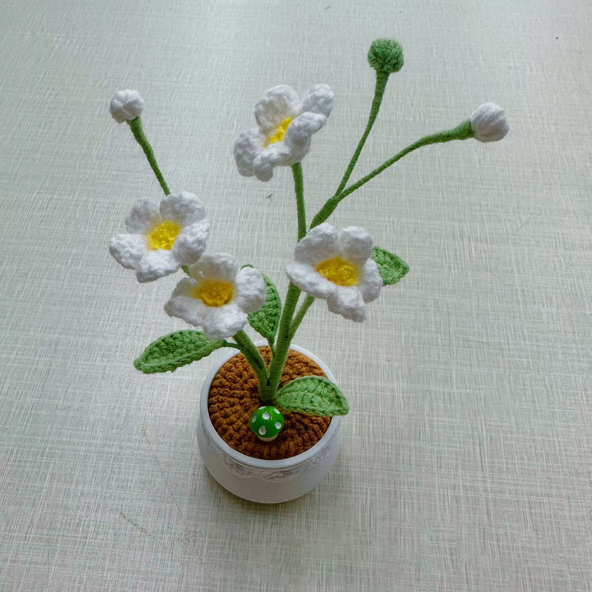 Pot de plante en crochet Oxalis fini à la main, mignon, pour décoration d'étagère ou de chambre