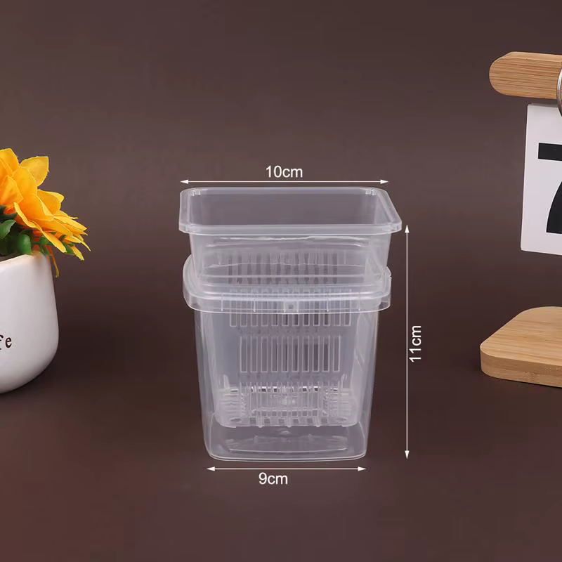 ☽ Pot à orchidées transparent avec drainage, pot de plantation en plastique à mailles pour orchidées