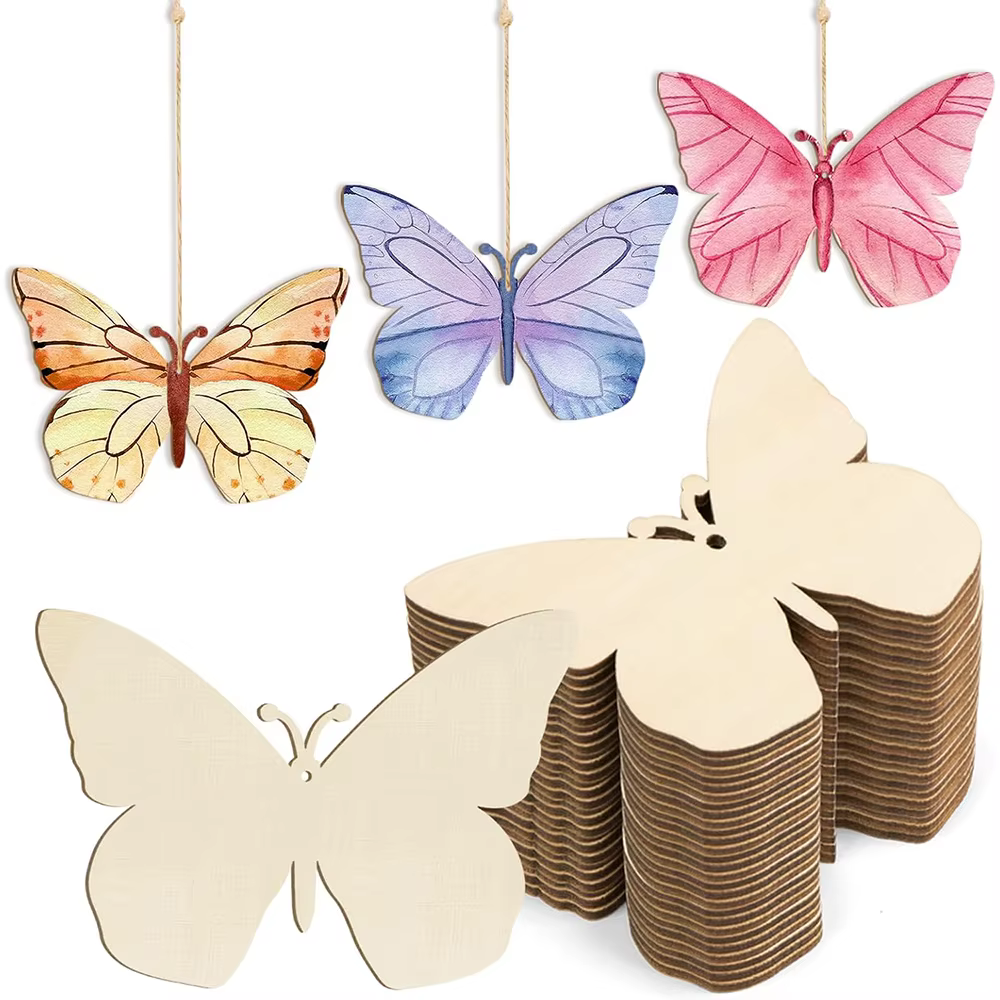 Ornements de fleurs en bois, tranches de bois inachevées avec trou, ornements suspendus de noël vier