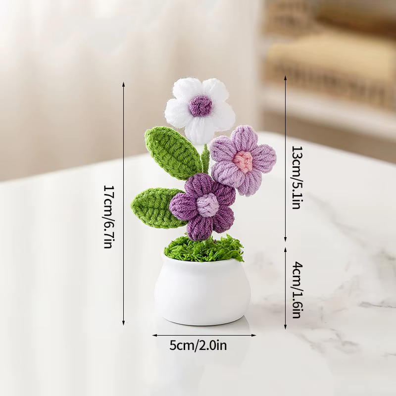 Plantes en pot au Crochet, fleurs tissées à la main, ne me saigne pas, ornements de bureau, cadeaux 