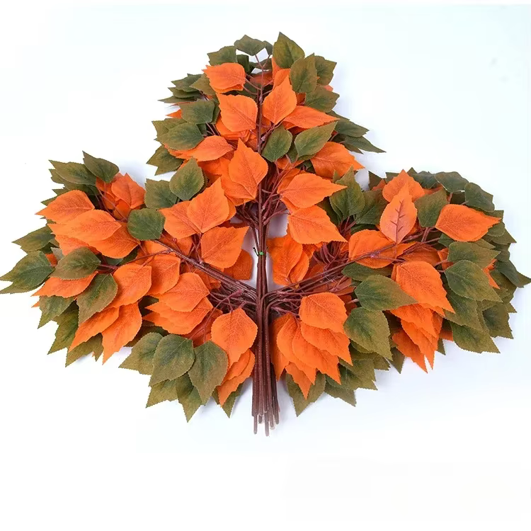 12 pièces de feuilles de bouleau artificielles, Branches, décorations de jardin, décorations de mari